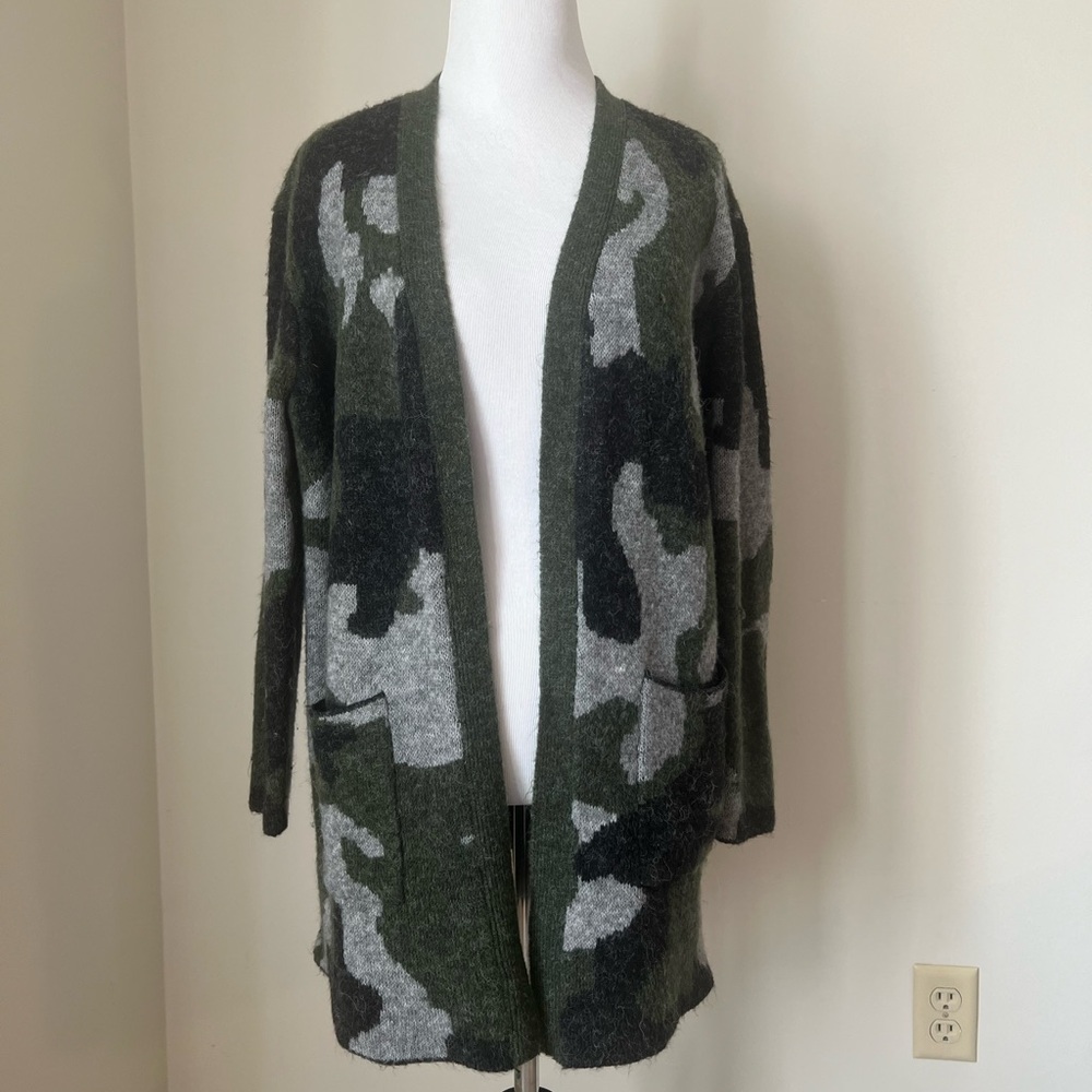 Camouflage Open-Front Sweater
